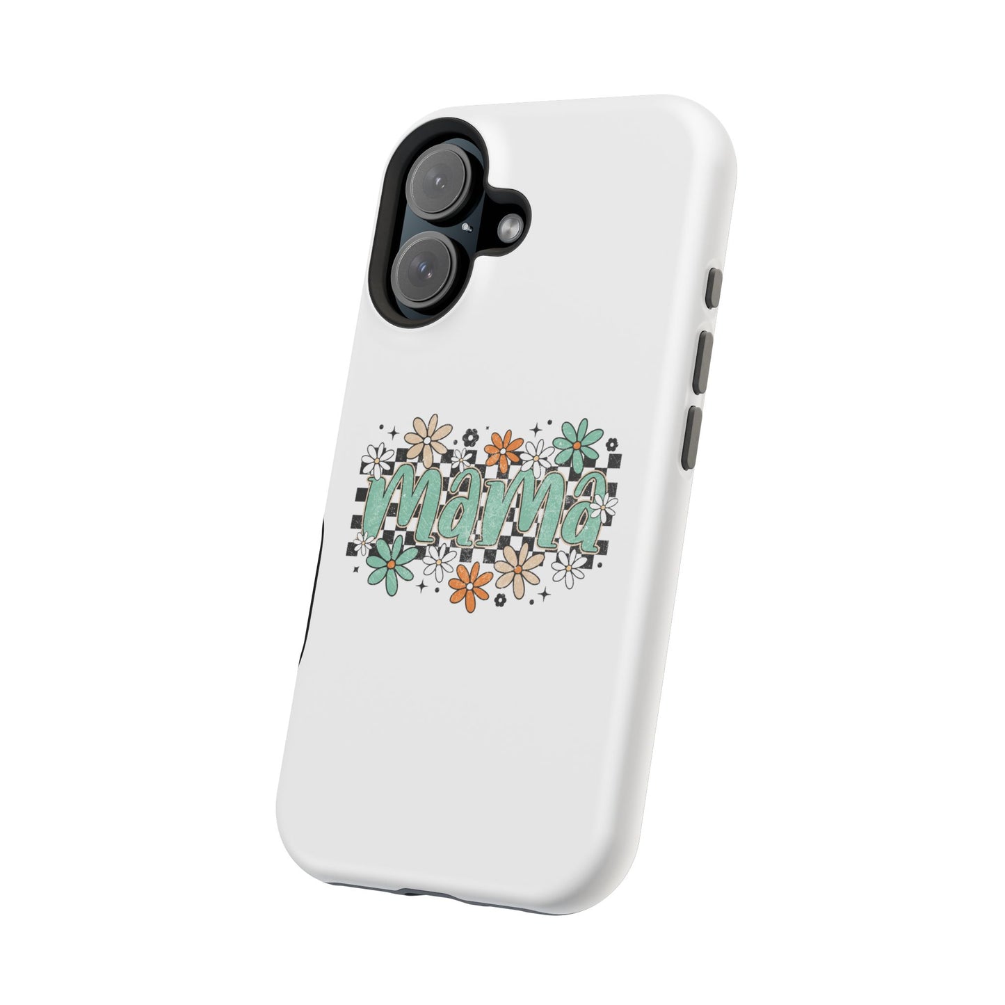 Mama floral checkerboard phone case | Magnetic impact-resistant case