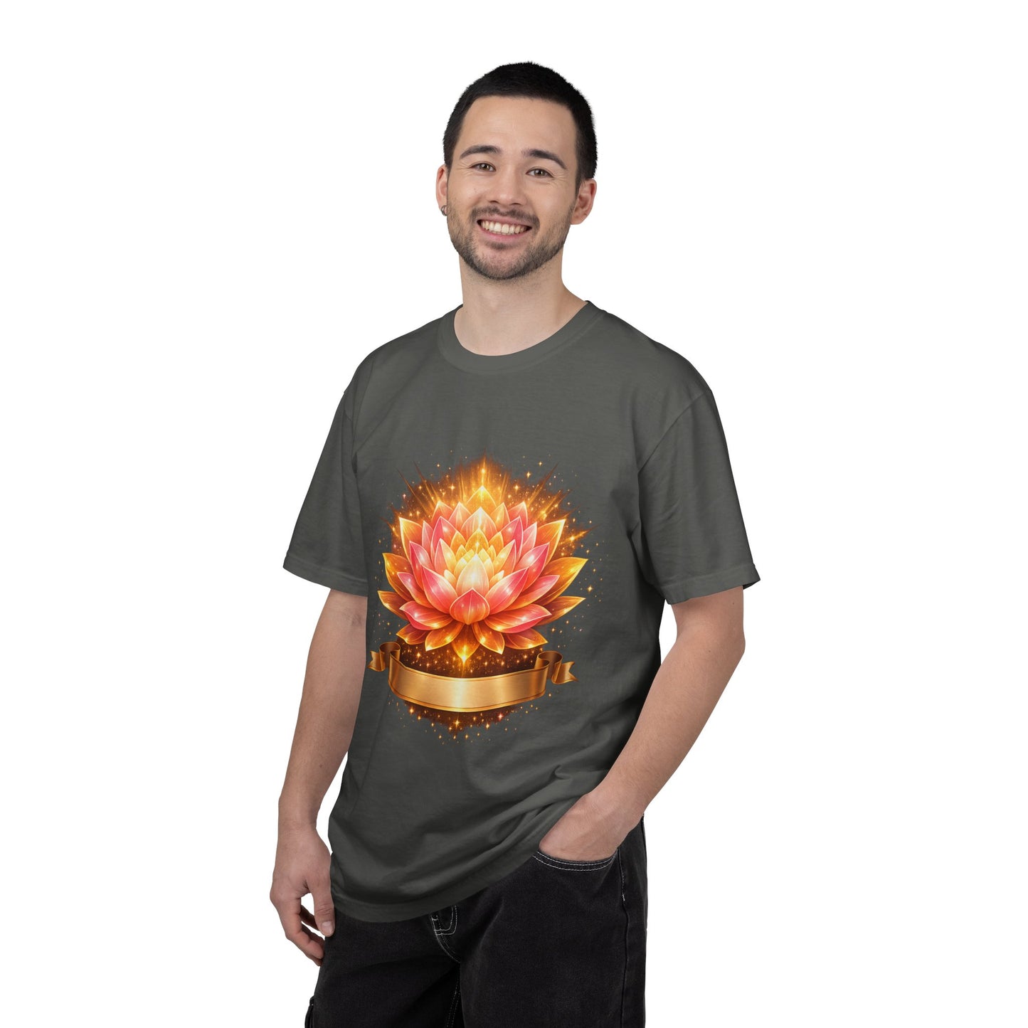 Lotus Bloom Graphic T-Shirt — Golden Floral Mandala Tee