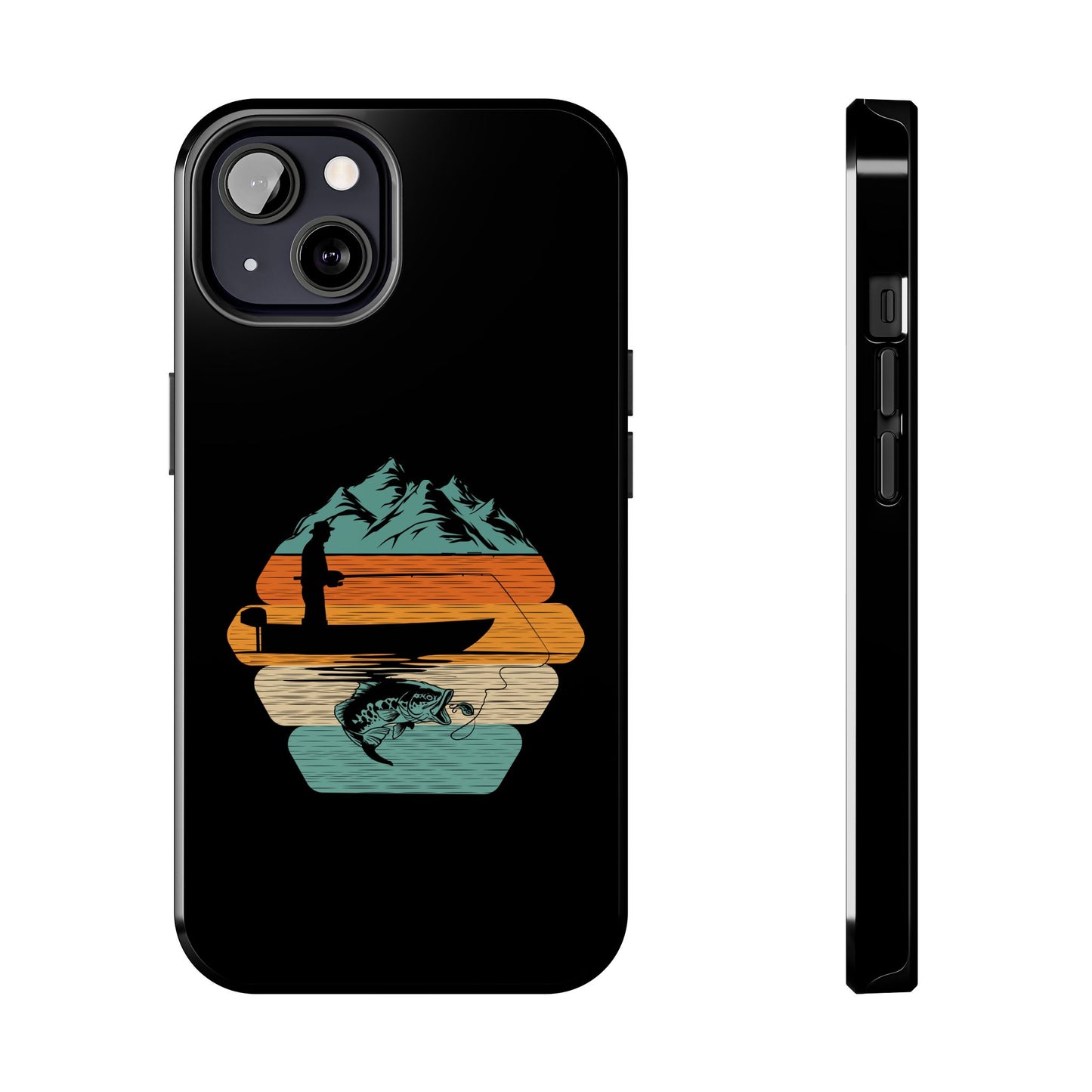 Retro Fishing Sunset Phone Case | Bass Boat Angler Design