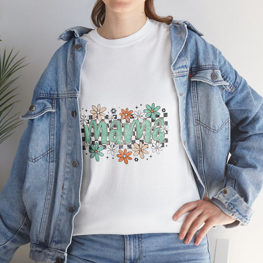 T-Shirt — "Mama" Floral Retro Checker Design, Mother's Day Gift