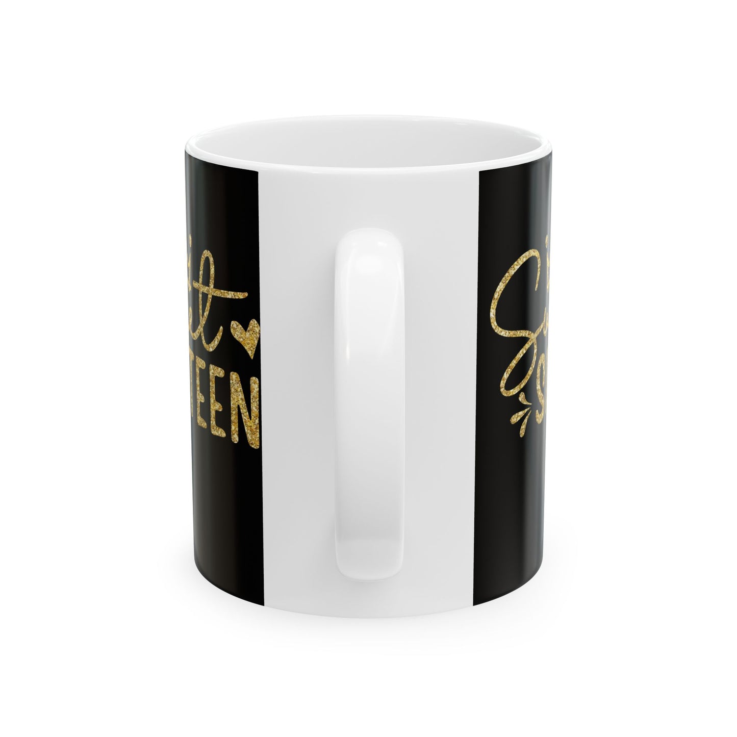 Sweet Sixteen Mug | Black and Gold Birthday Ceramic Mug