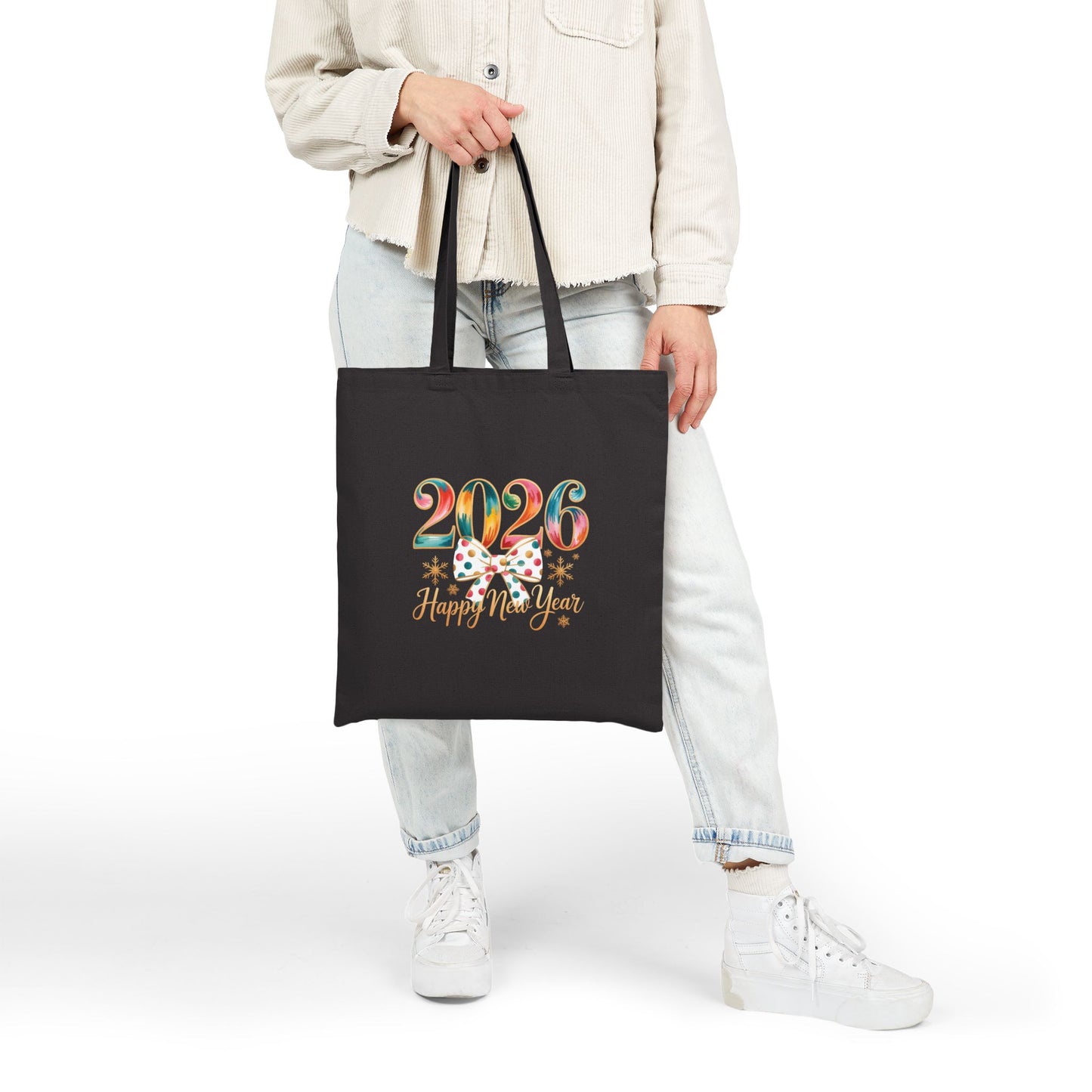 2026 Happy New Year Tote Bag | New Year Celebration Canvas Tote