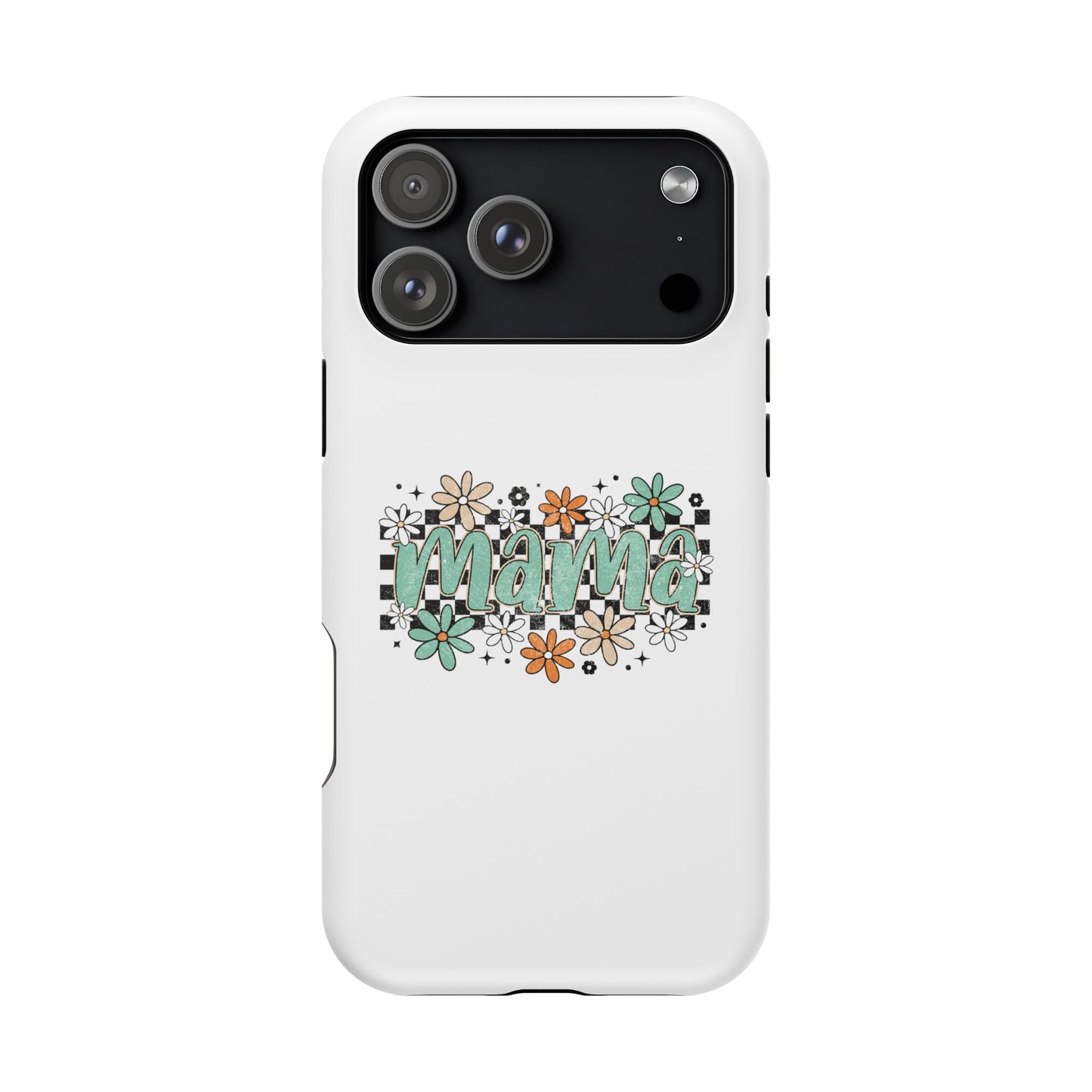 Mama floral checkerboard phone case | Magnetic impact-resistant case