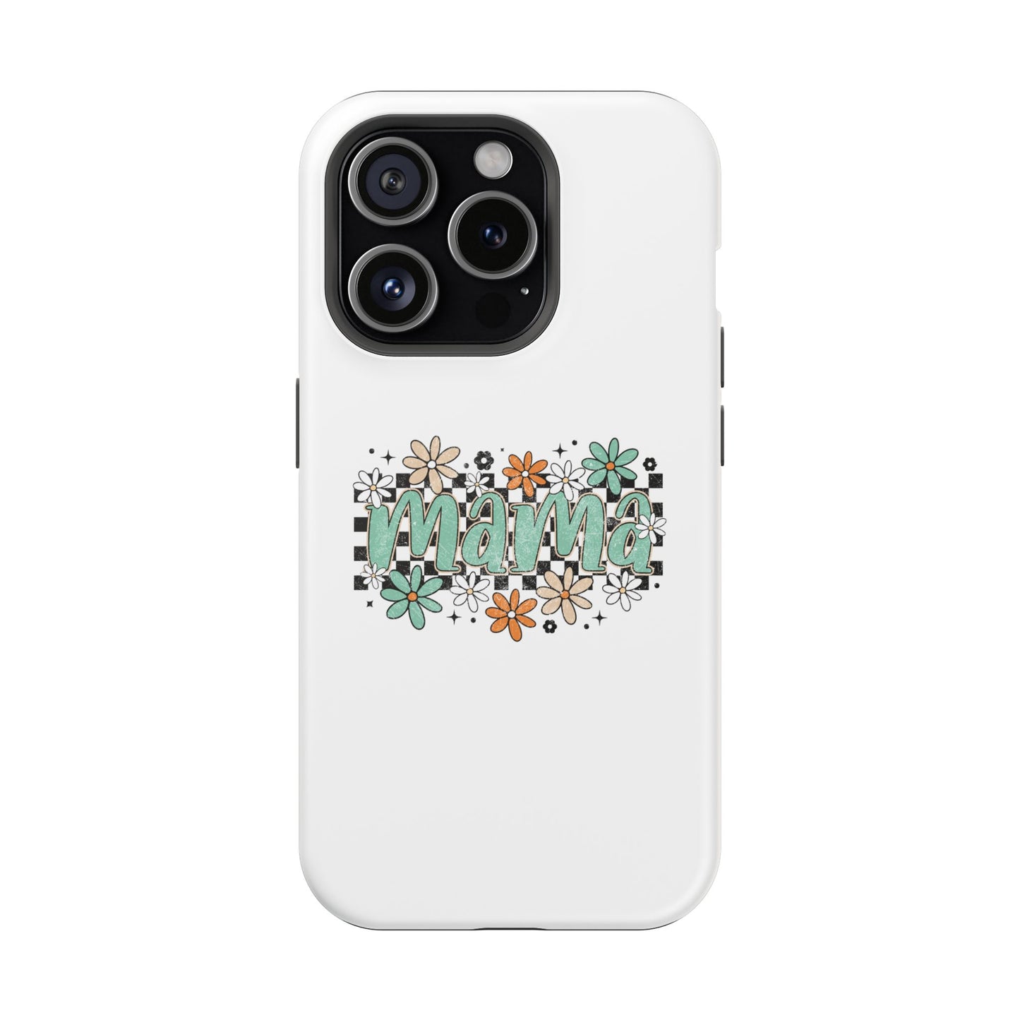 Mama floral checkerboard phone case | Magnetic impact-resistant case