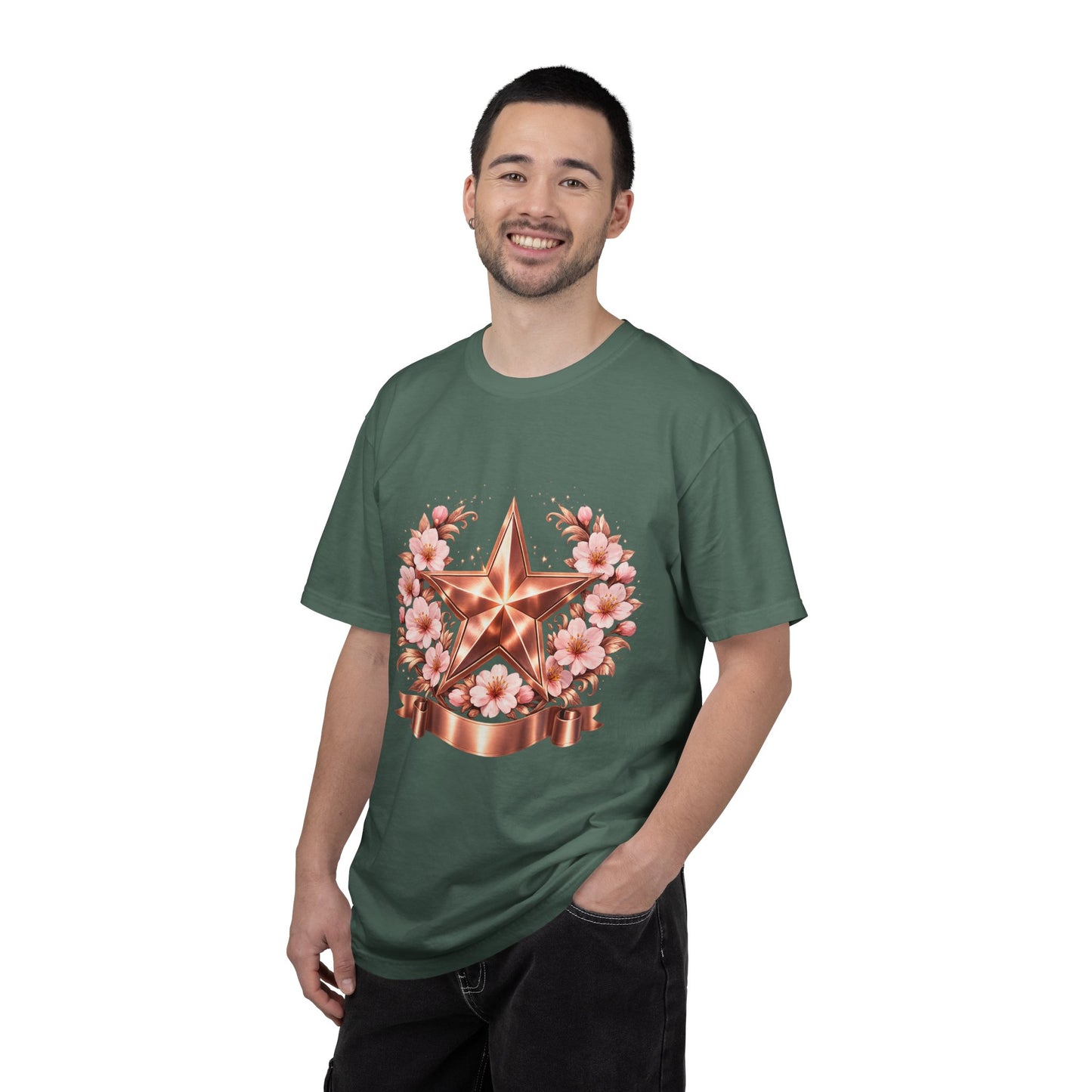 Rose Gold Floral Star T-Shirt