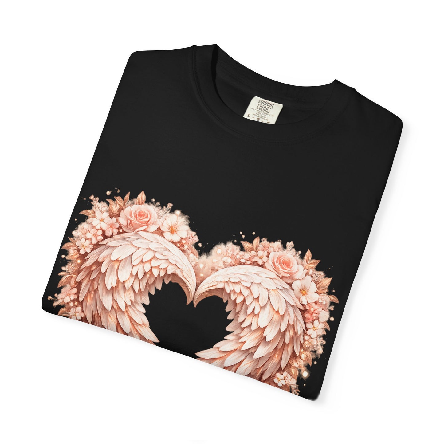 Angel Wing Heart T-Shirt — Floral Ribbon Love Graphic Tee