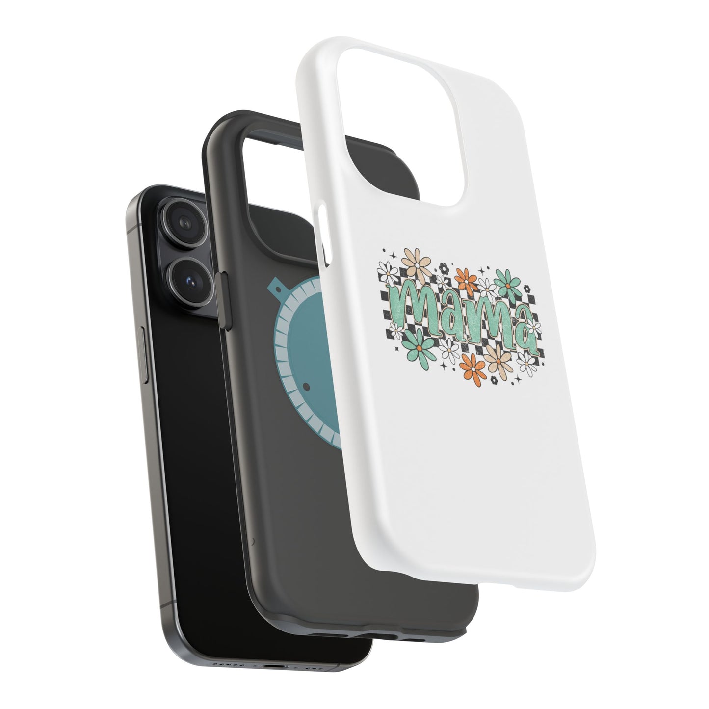 Mama floral checkerboard phone case | Magnetic impact-resistant case