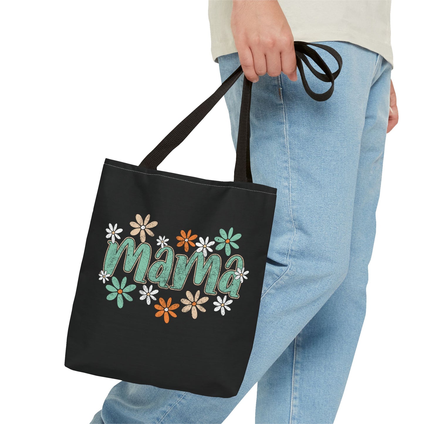 Mama floral script Tote Bag | daisy flower design