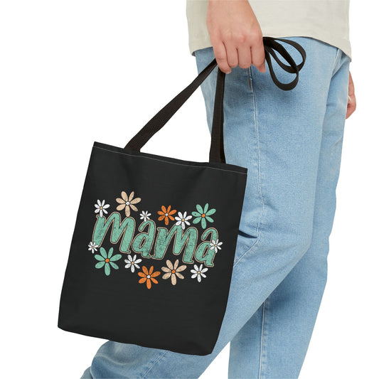 Mama floral script Tote Bag | daisy flower design