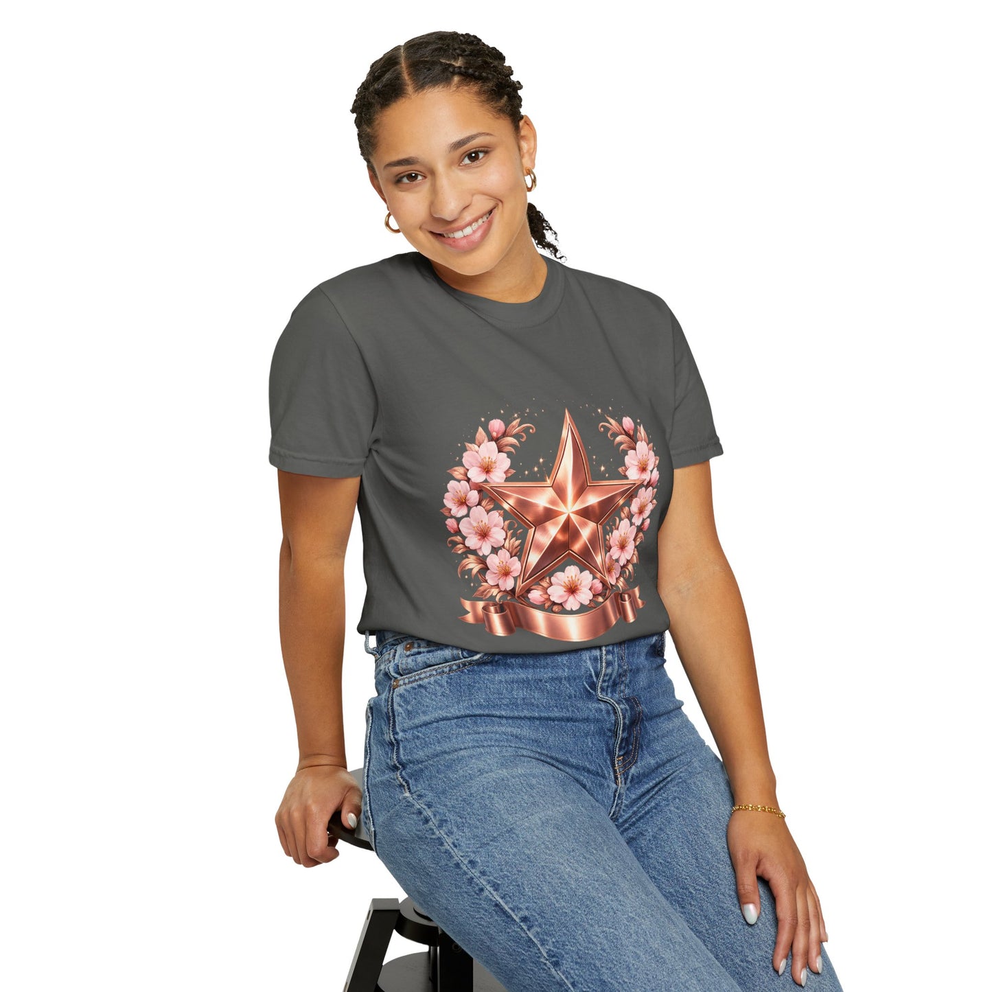 Rose Gold Floral Star T-Shirt