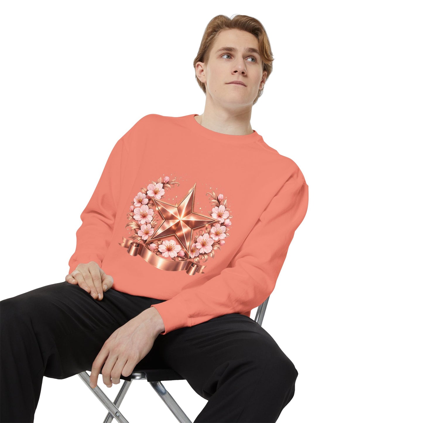 Rose Gold Star Floral Sweatshirt
