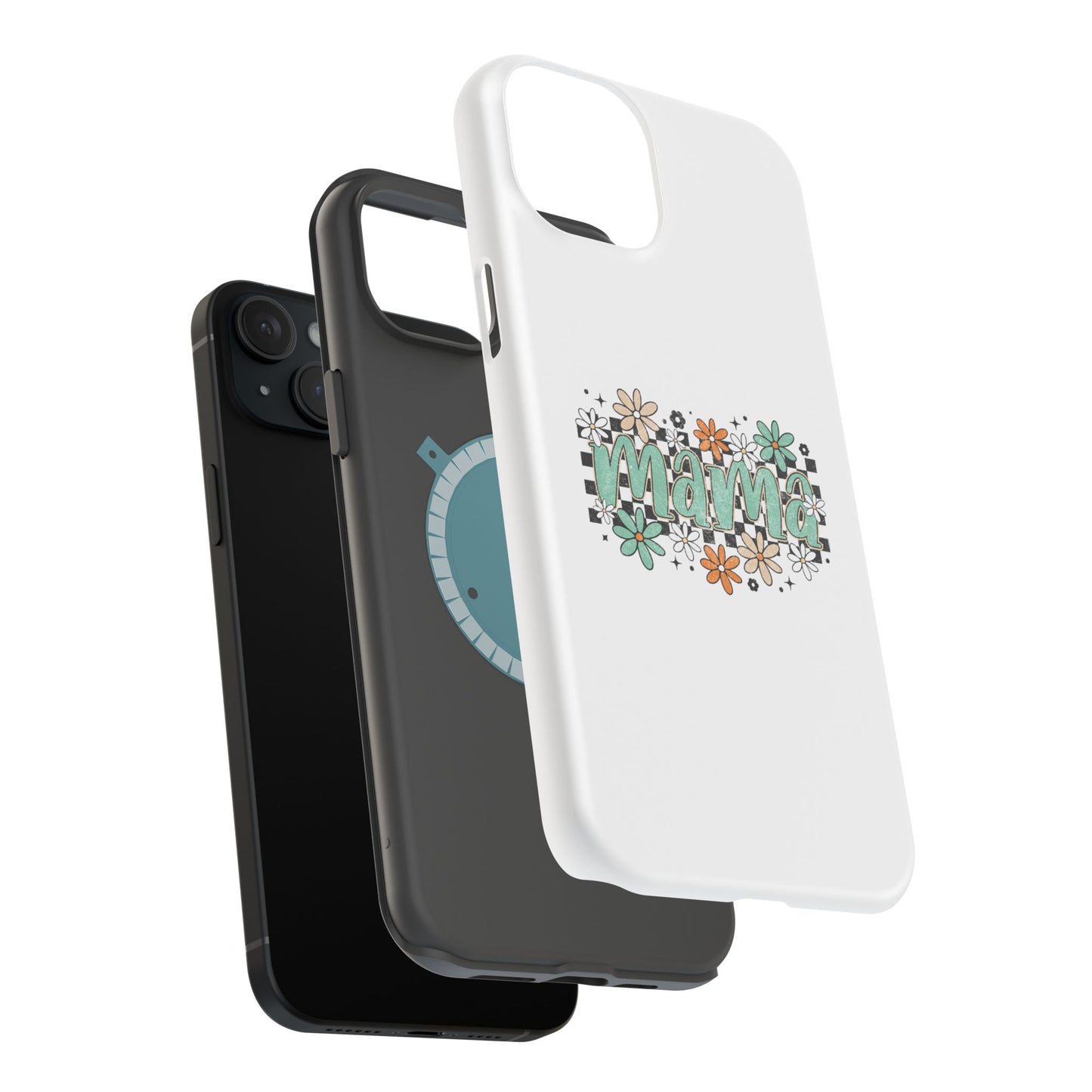 Mama floral checkerboard phone case | Magnetic impact-resistant case