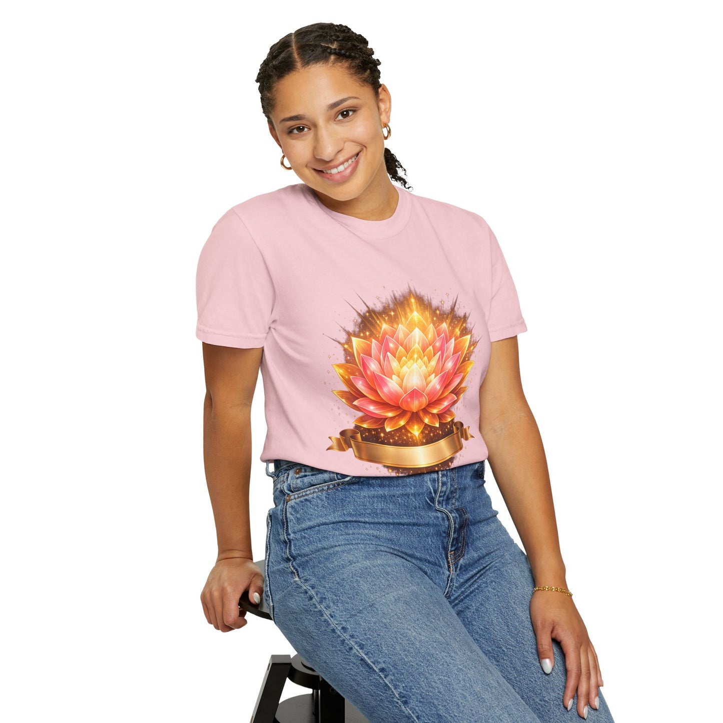 Lotus Bloom Graphic T-Shirt — Golden Floral Mandala Tee