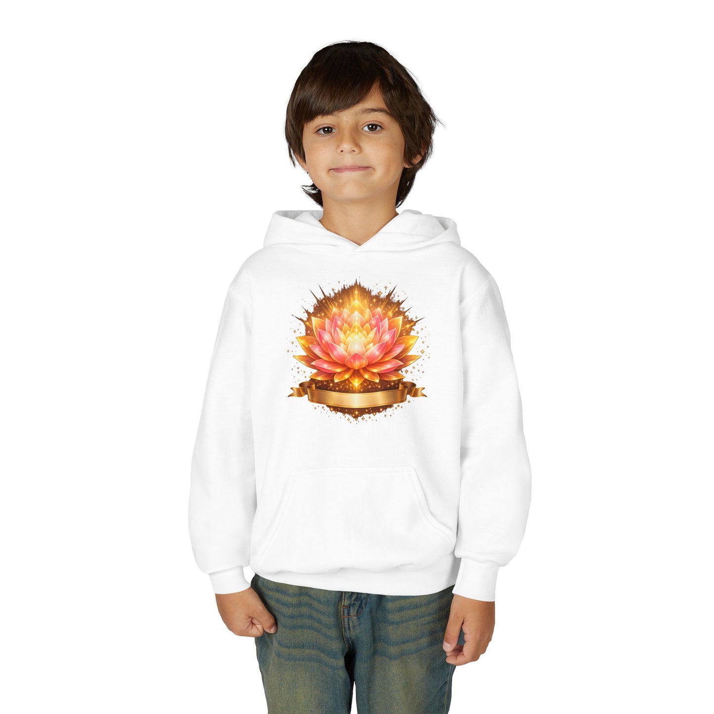 Youth Hoodie — Golden Lotus Meditation Graphic