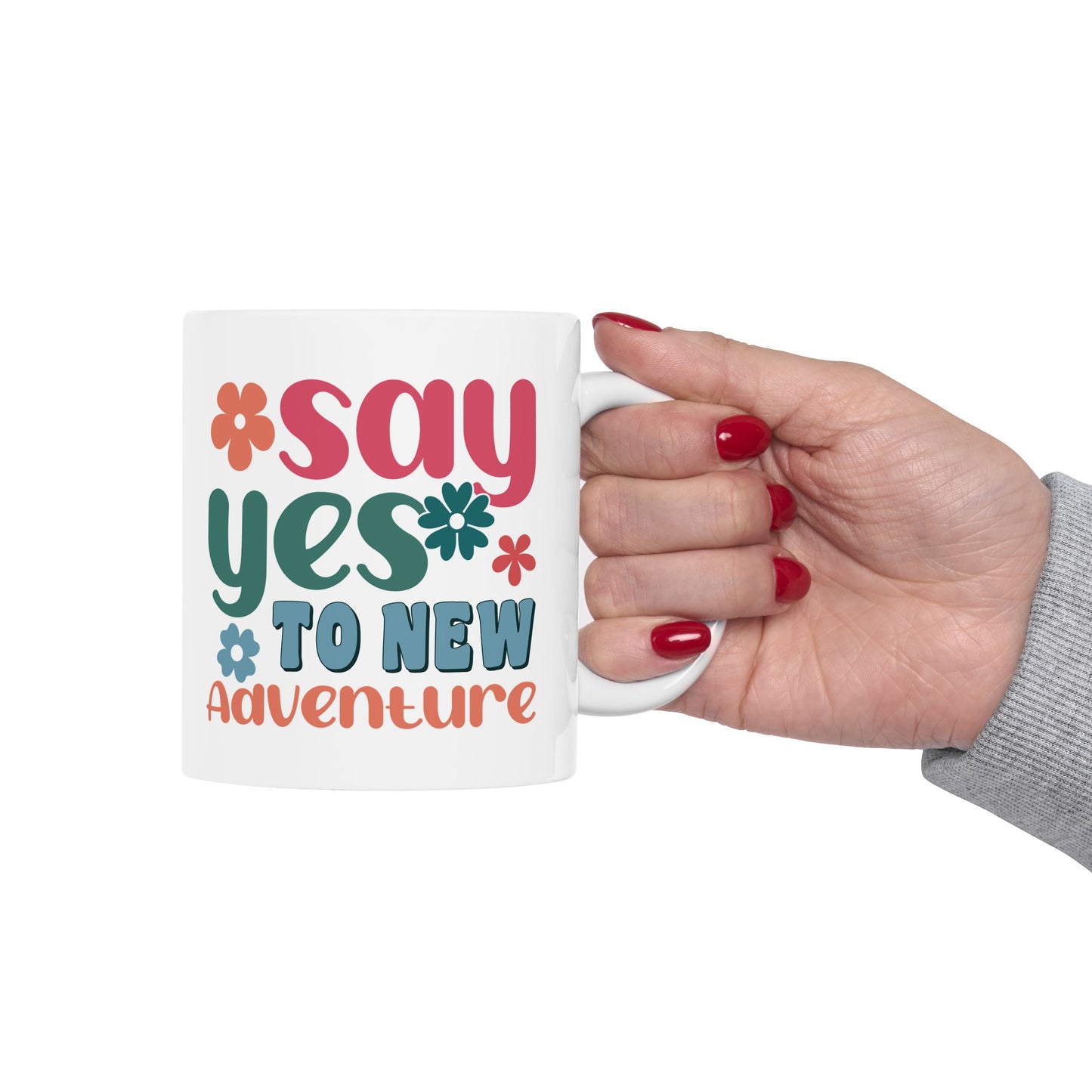 Stay Groovy You Tiny Adventure Mug | Retro Flower Typography Ceramic Mug