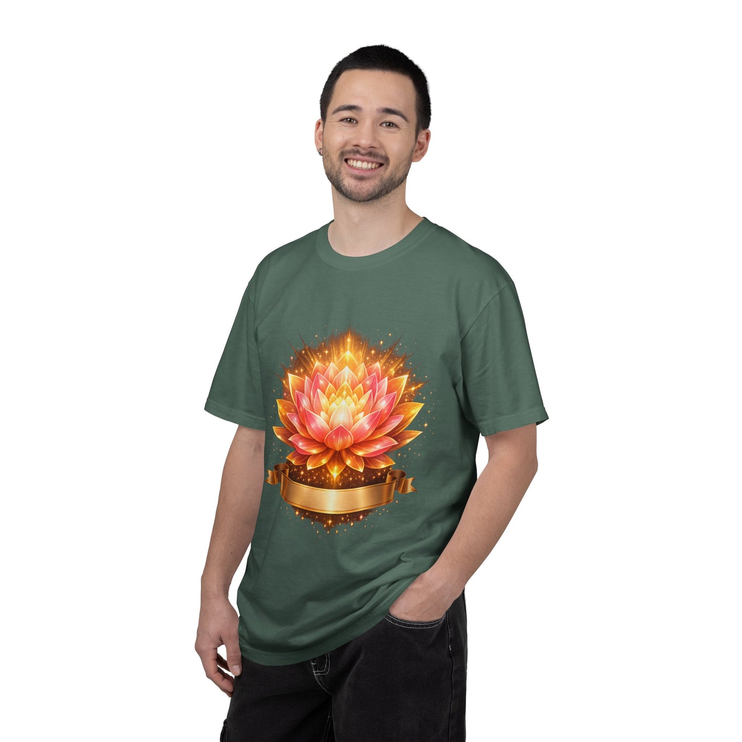 Lotus Bloom Graphic T-Shirt — Golden Floral Mandala Tee