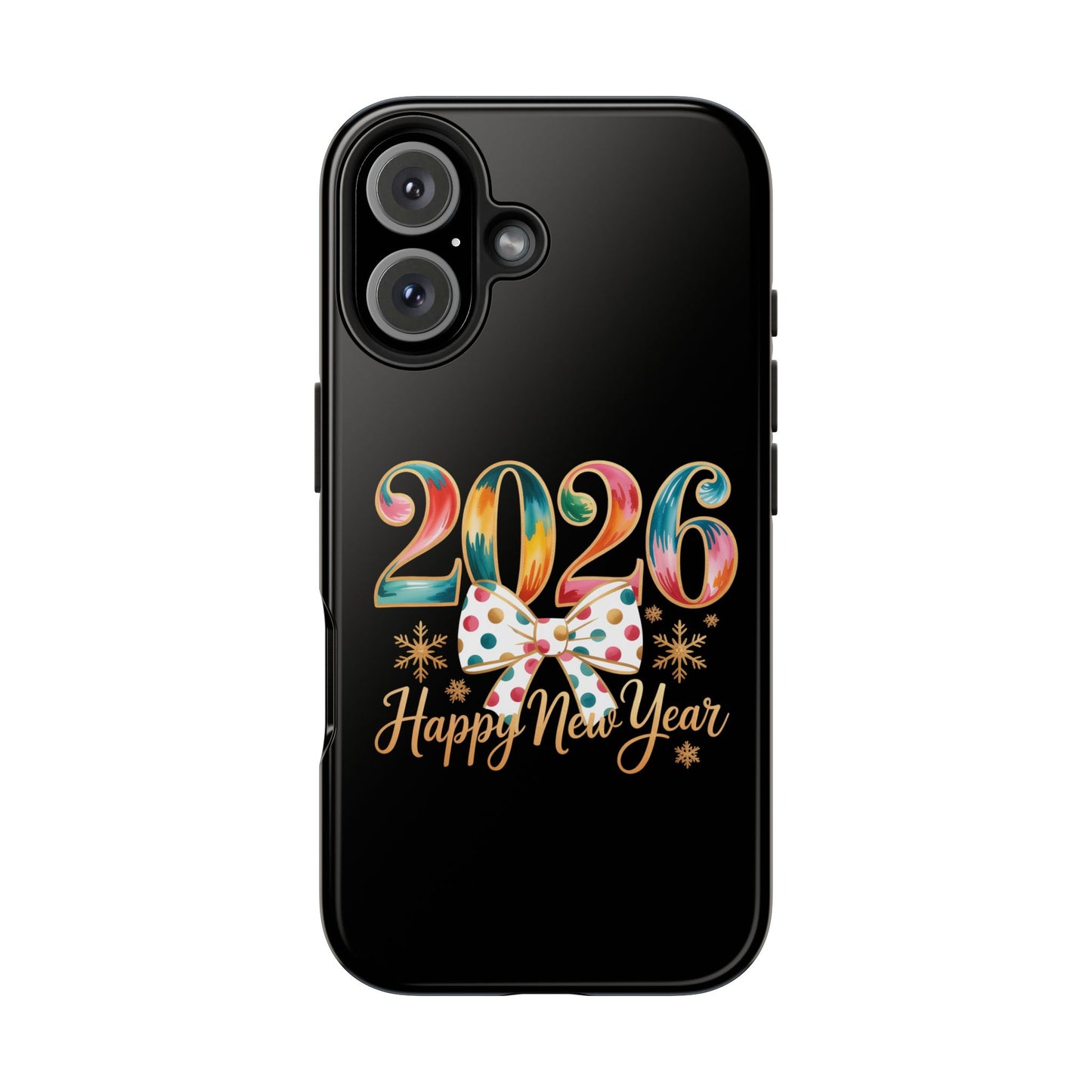 2026 Happy New Year Phone Case | Colorful Numbers, Polka Dot Bow, Sparkles