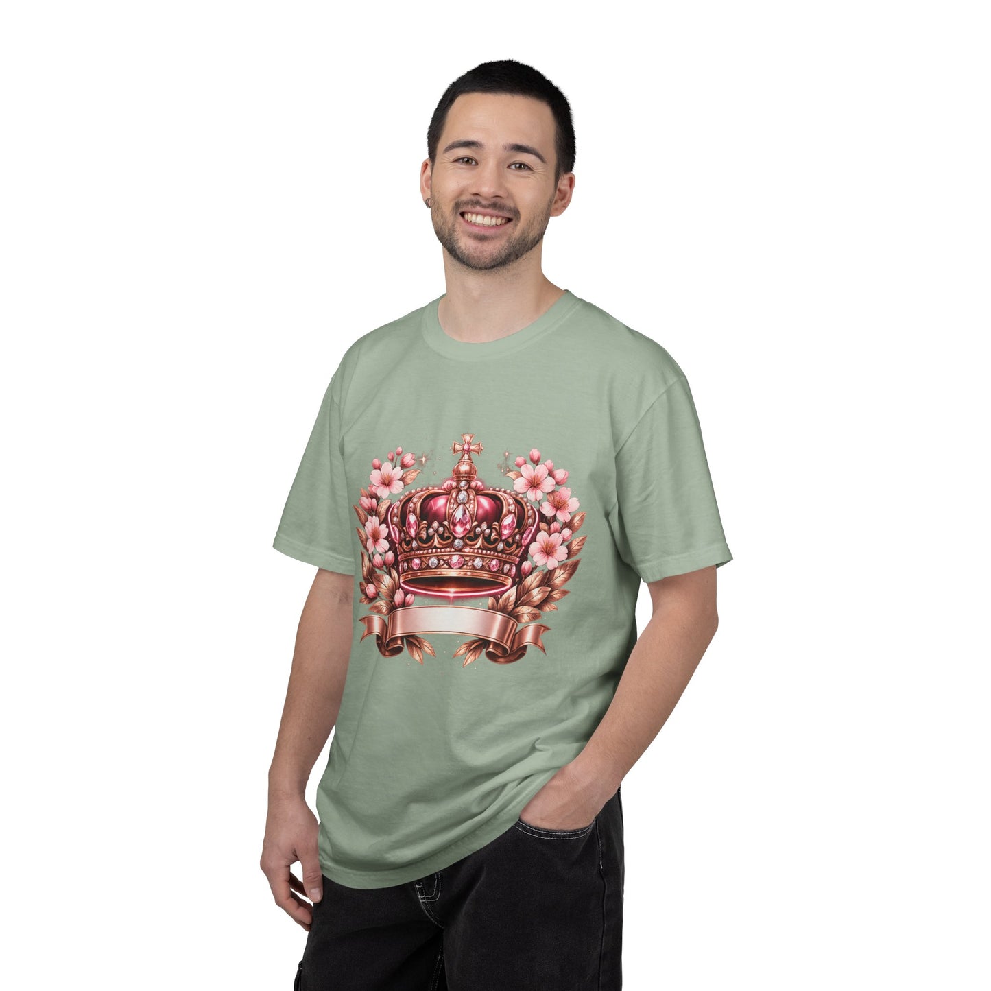 Pink Floral Crown T-Shirt — Royal Blossom Graphic Tee