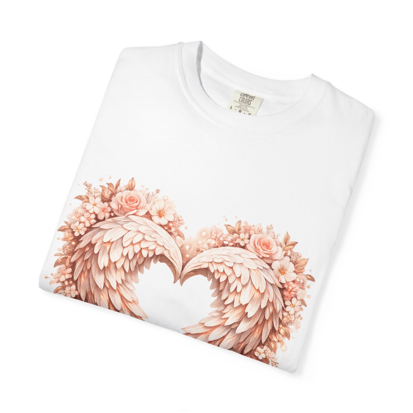 Angel Wing Heart T-Shirt — Floral Ribbon Love Graphic Tee