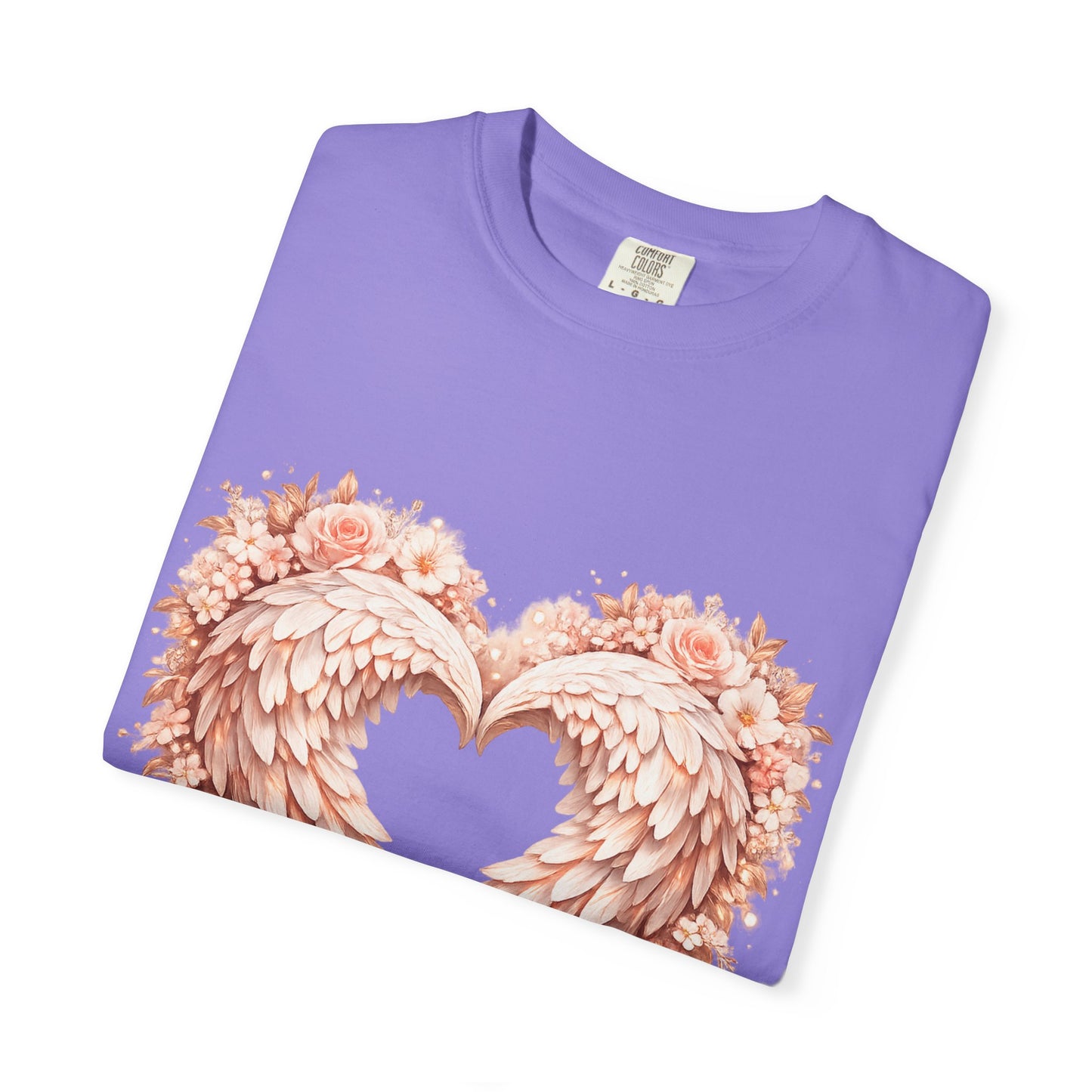 Angel Wing Heart T-Shirt — Floral Ribbon Love Graphic Tee