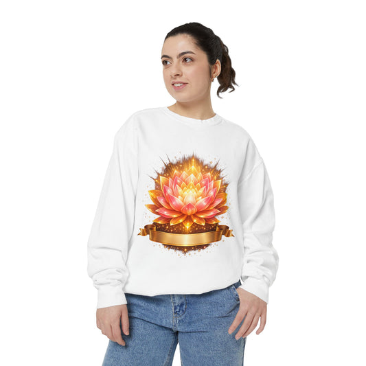Lotus Glow Sweatshirt — Golden Floral Chakra Crewneck