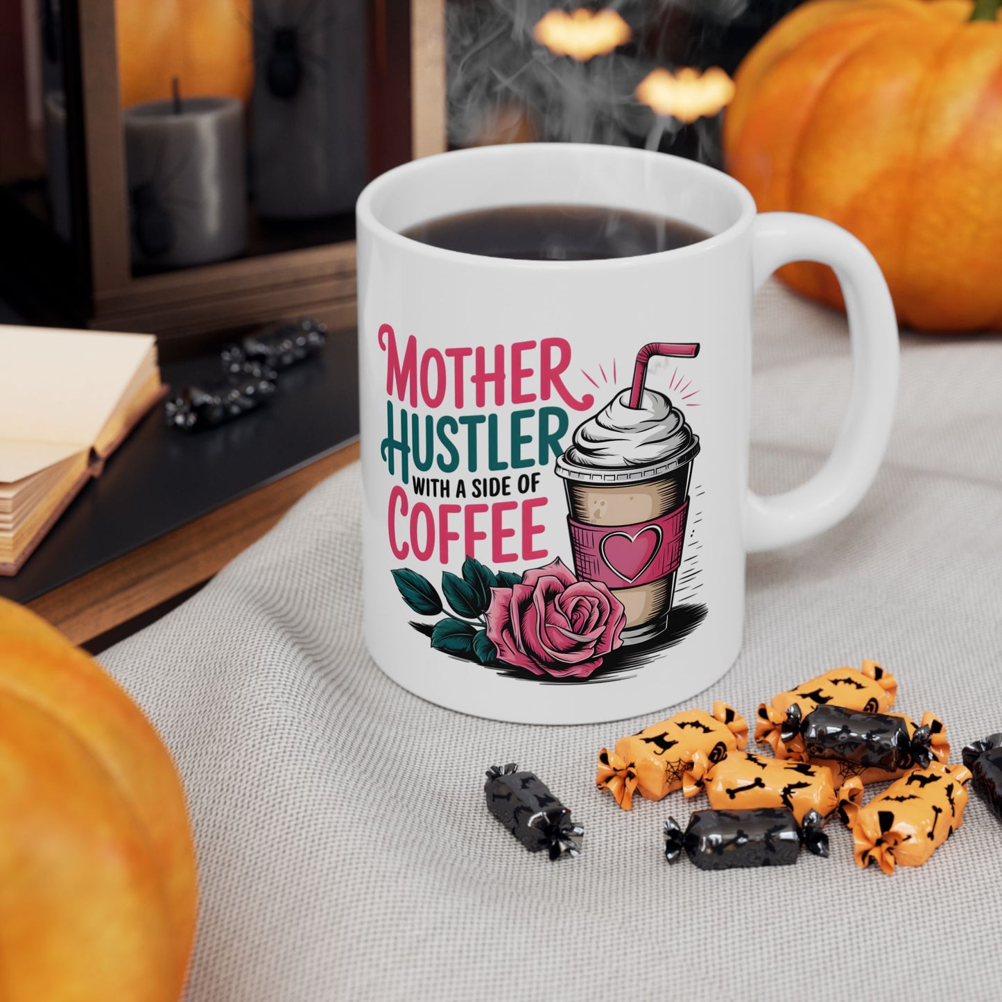Mother Hustler With Coffee Mug | Cute Coffee Cup Illustration