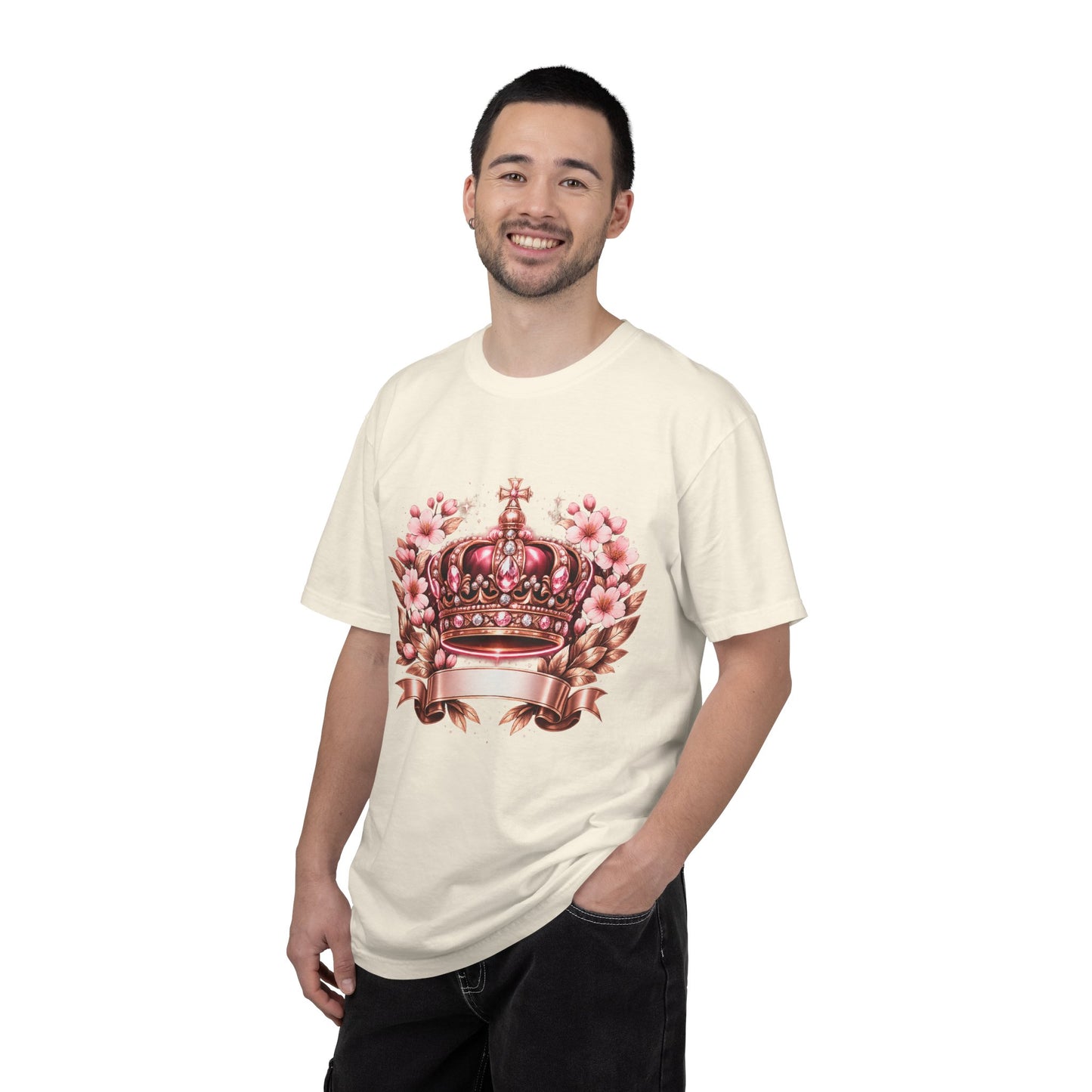 Pink Floral Crown T-Shirt — Royal Blossom Graphic Tee
