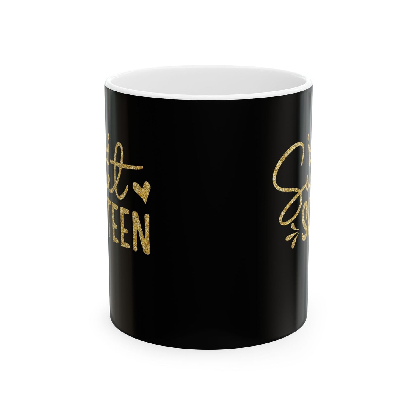 Sweet Sixteen Mug | Black and Gold Birthday Ceramic Mug