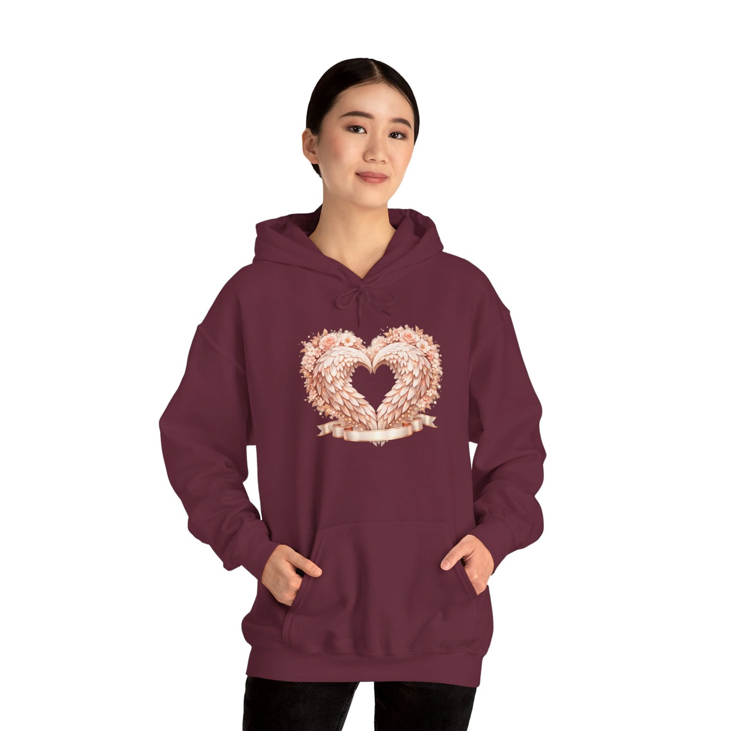Heart Wreath Hoodie — Romantic Floral Heart Pullover for Valentine’s Day
