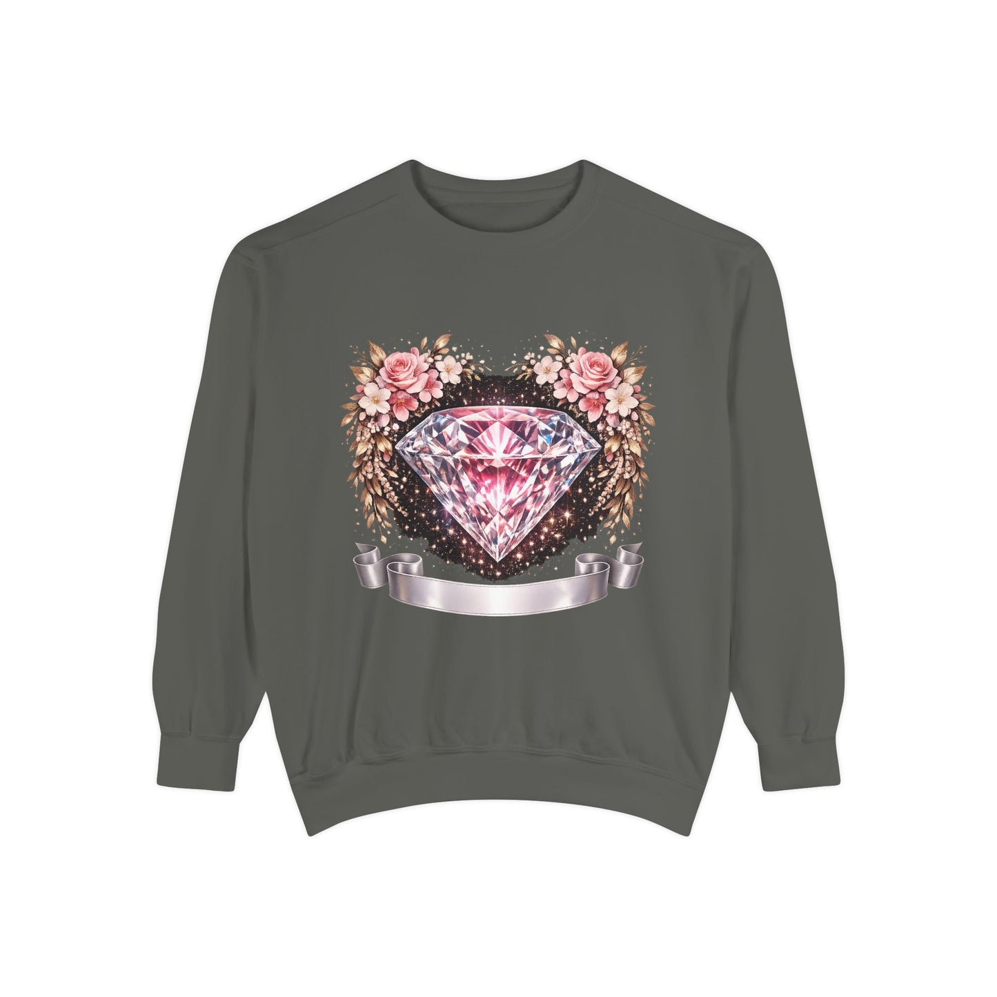 Diamond Floral Sweatshirt — Pink Gem Graphic Crewneck