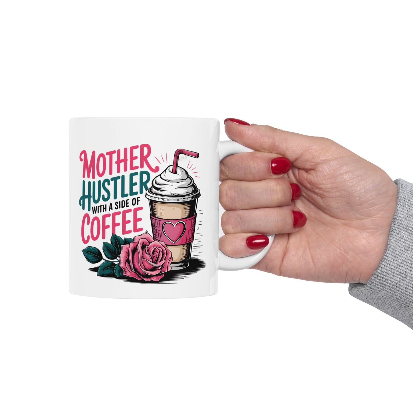 Mother Hustler With Coffee Mug | Cute Coffee Cup Illustration