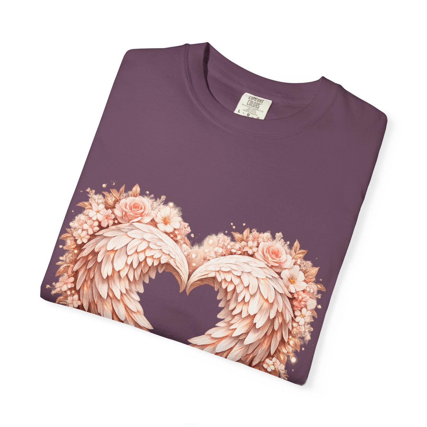 Angel Wing Heart T-Shirt — Floral Ribbon Love Graphic Tee