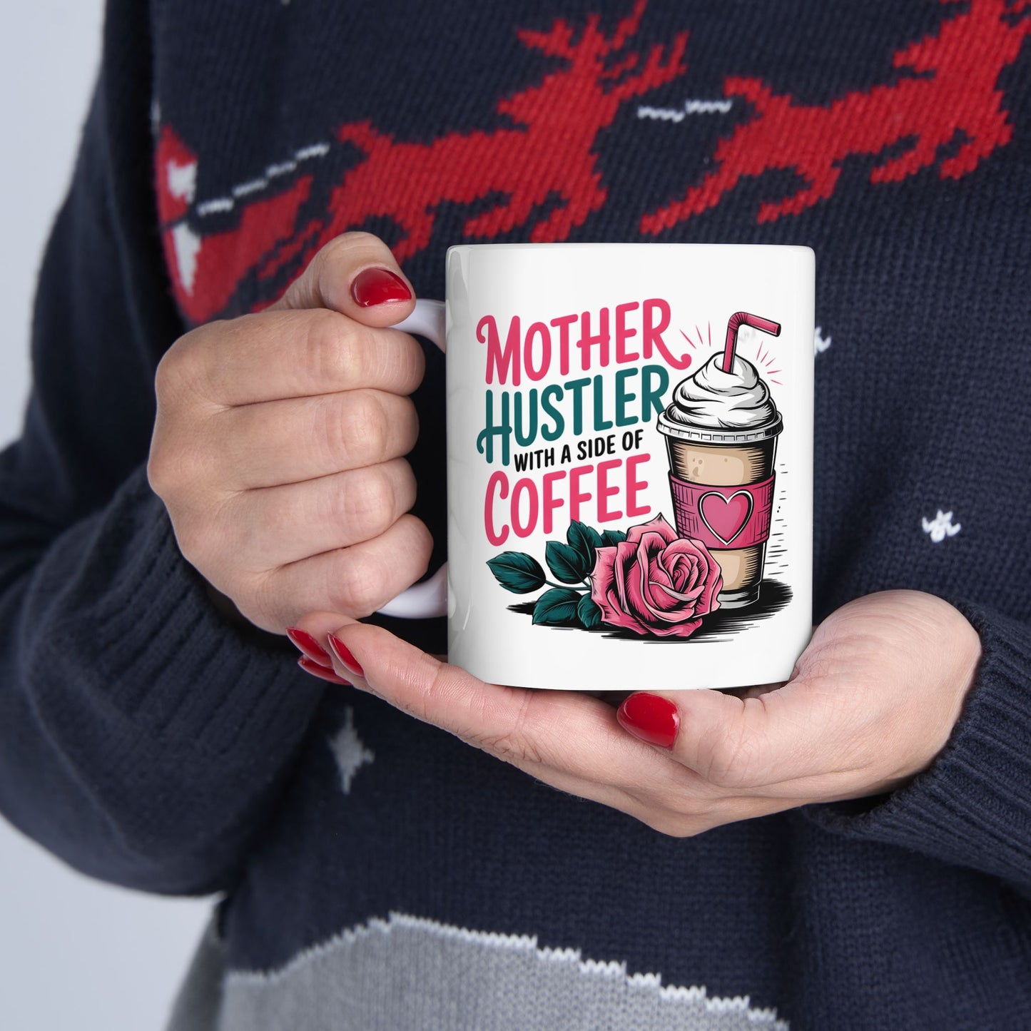 Mother Hustler With Coffee Mug | Cute Coffee Cup Illustration