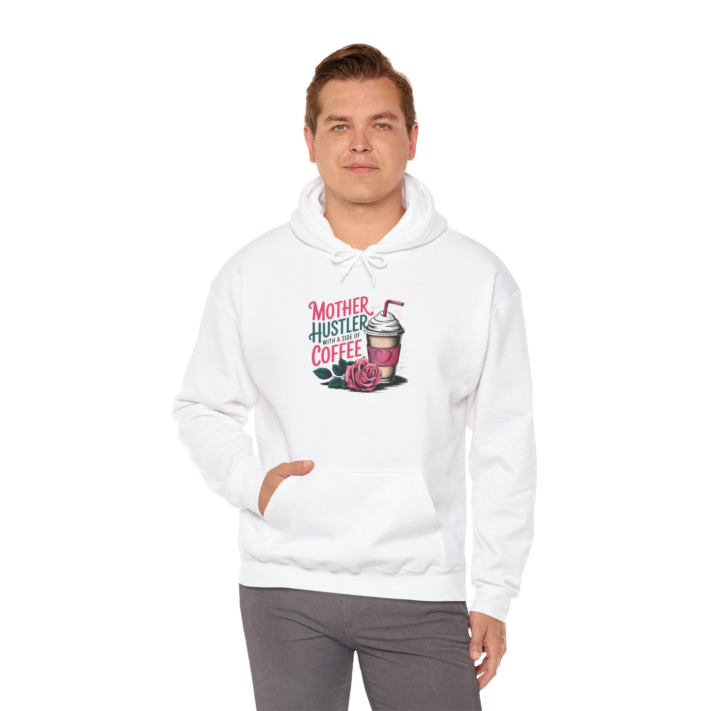 Hoodie - "Mother Hustler Coffee" Floral Coffee Cup Hooded Sweatshirt