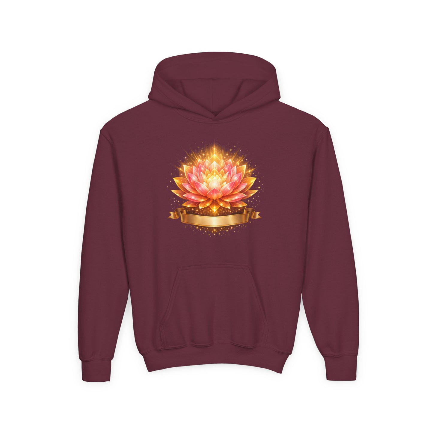 Youth Hoodie — Golden Lotus Meditation Graphic