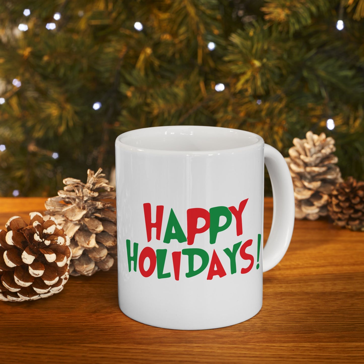 Happy Holidays Mug | Christmas Red Green Holiday Ceramic Mug
