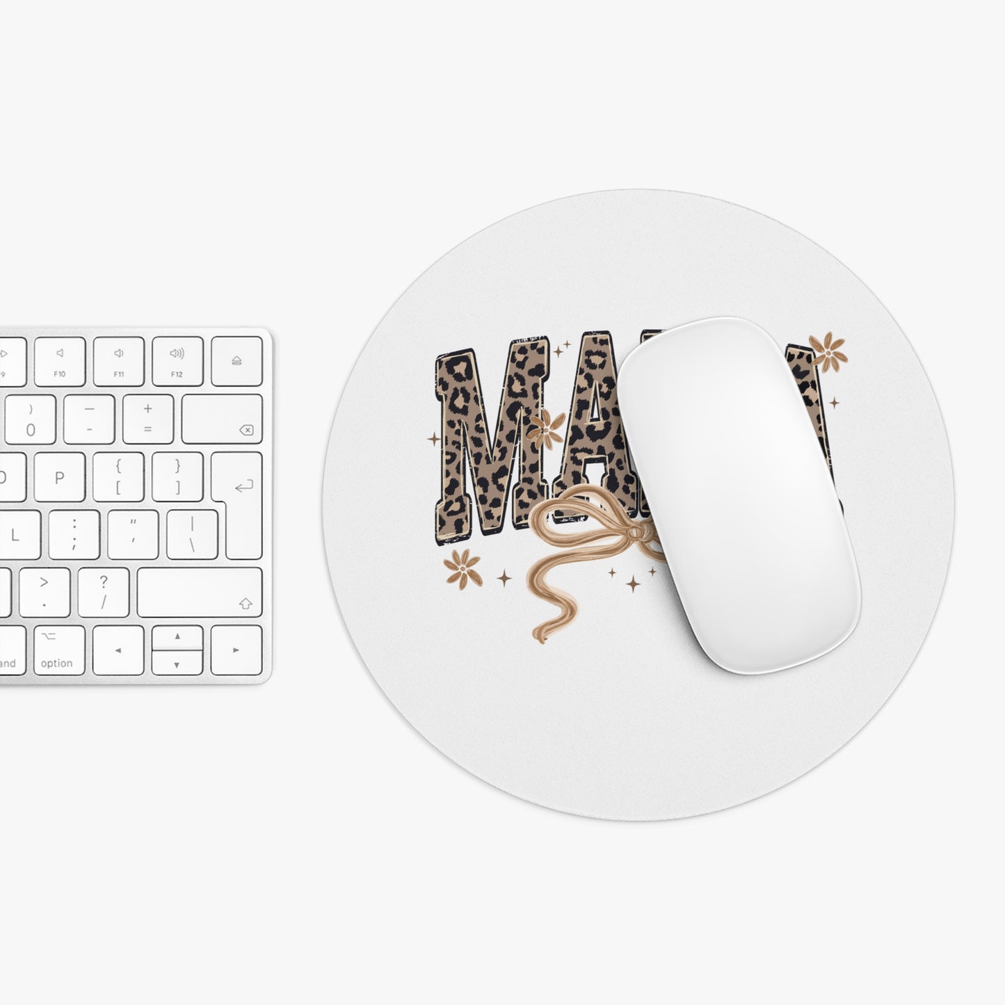 Leopard Print MAMA with Bow Mouse Pad | Mama Desk Accessory