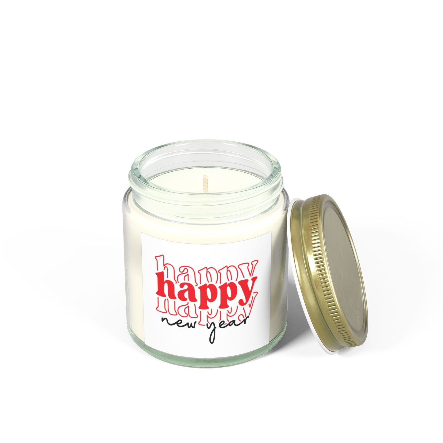 Happy New Year Typography Candle | Coconut Apricot Wax Jar