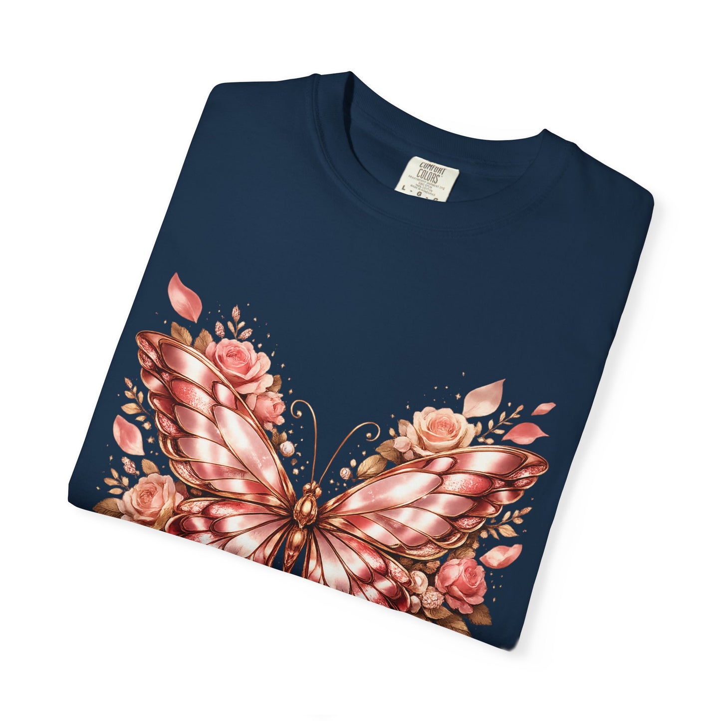 Rose Gold Butterfly T-Shirt — Floral Ribbon Graphic Tee