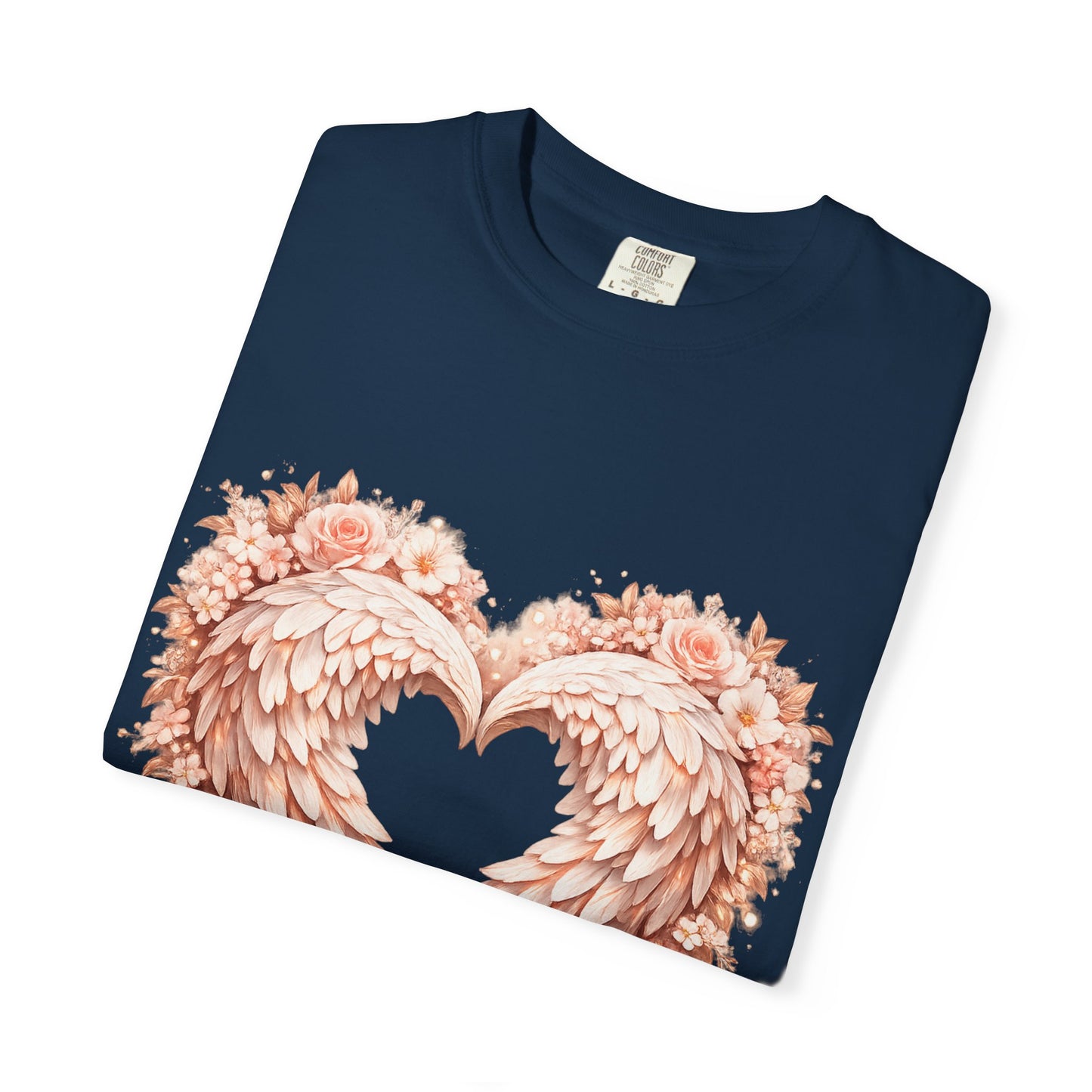 Angel Wing Heart T-Shirt — Floral Ribbon Love Graphic Tee