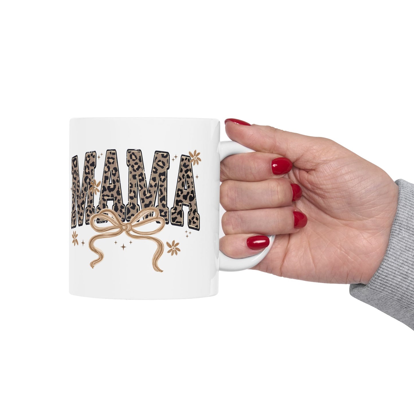 Mama Leopard Print Typography Mug | Ceramic Coffee Cup 11oz 15oz