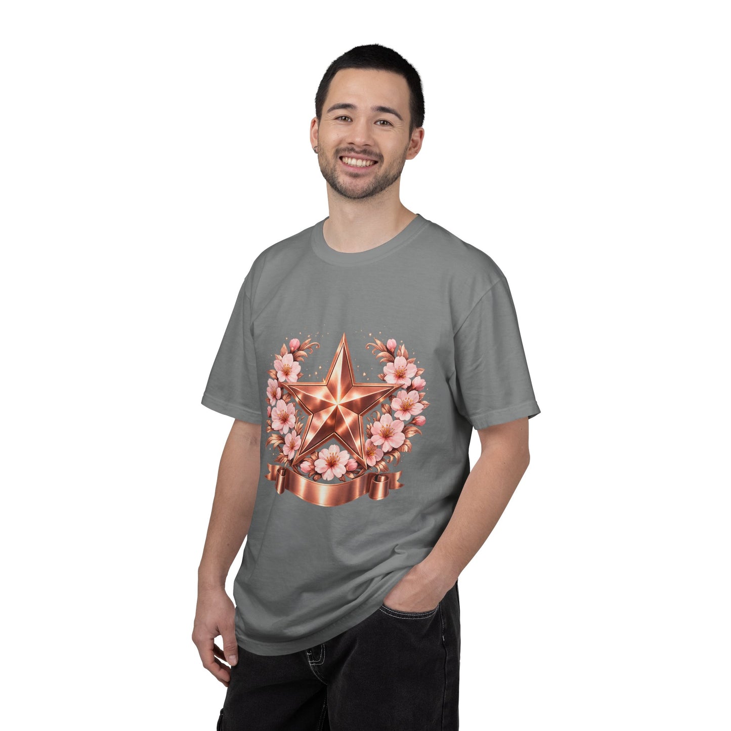 Rose Gold Floral Star T-Shirt