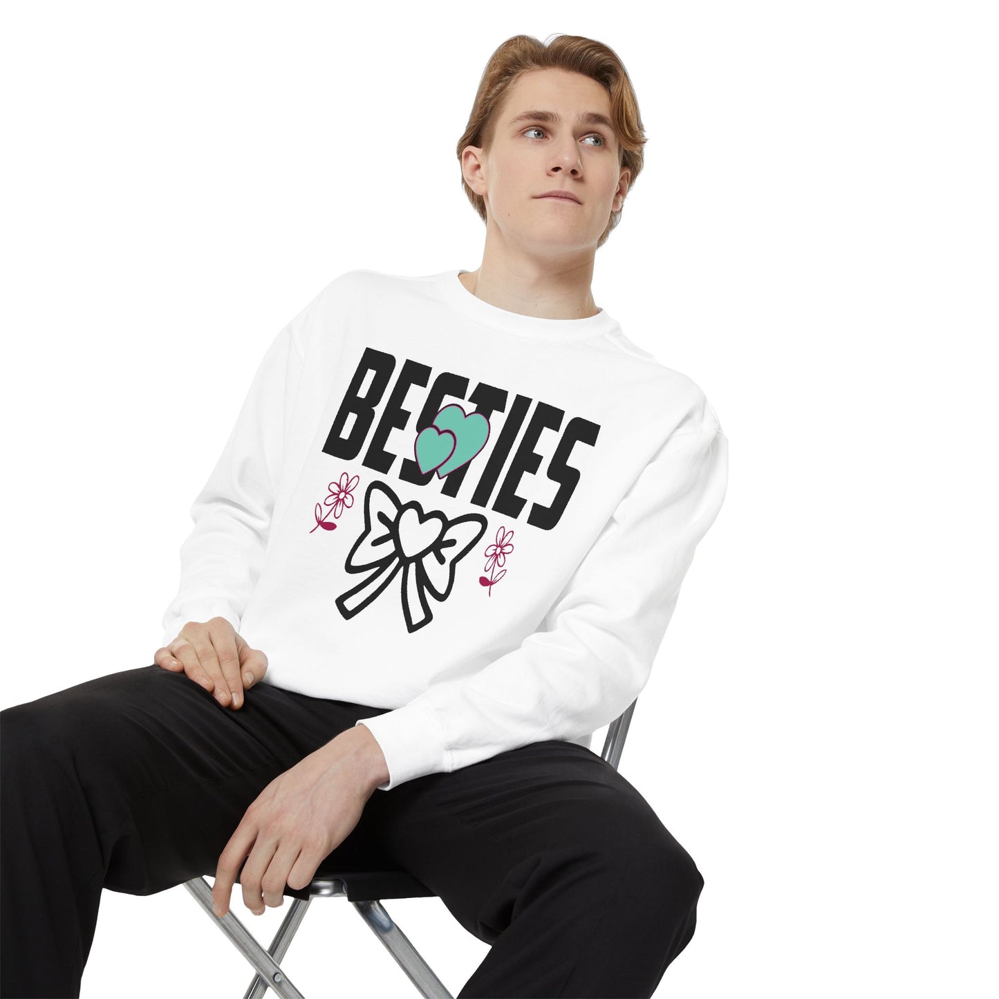 Besties sweatshirt | Friendship heart bow graphic
