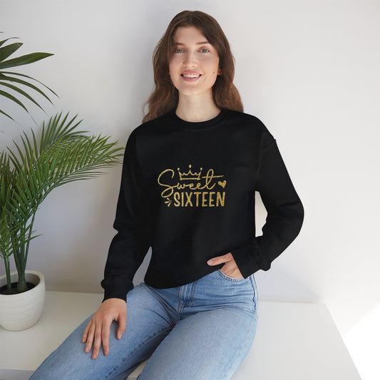Sweet Sixteen sweatshirt | gold script birthday crewneck