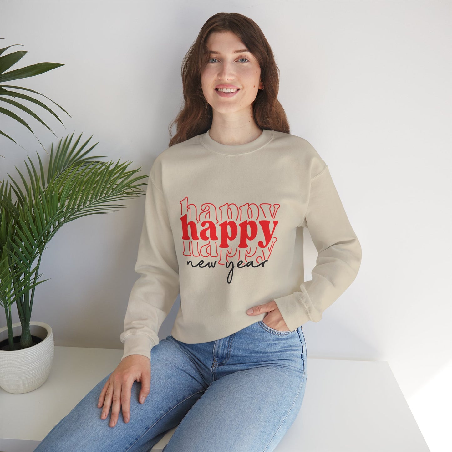 Happy New Year sweatshirt | Holiday New Year typography crewneck