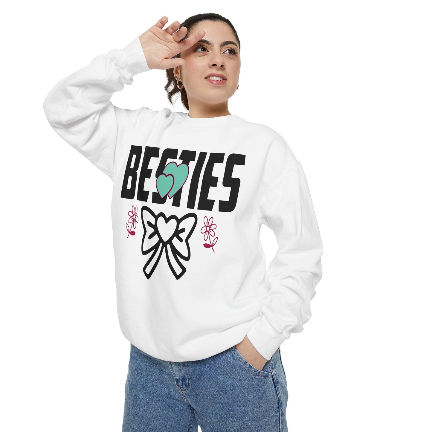 Besties sweatshirt | Friendship heart bow graphic