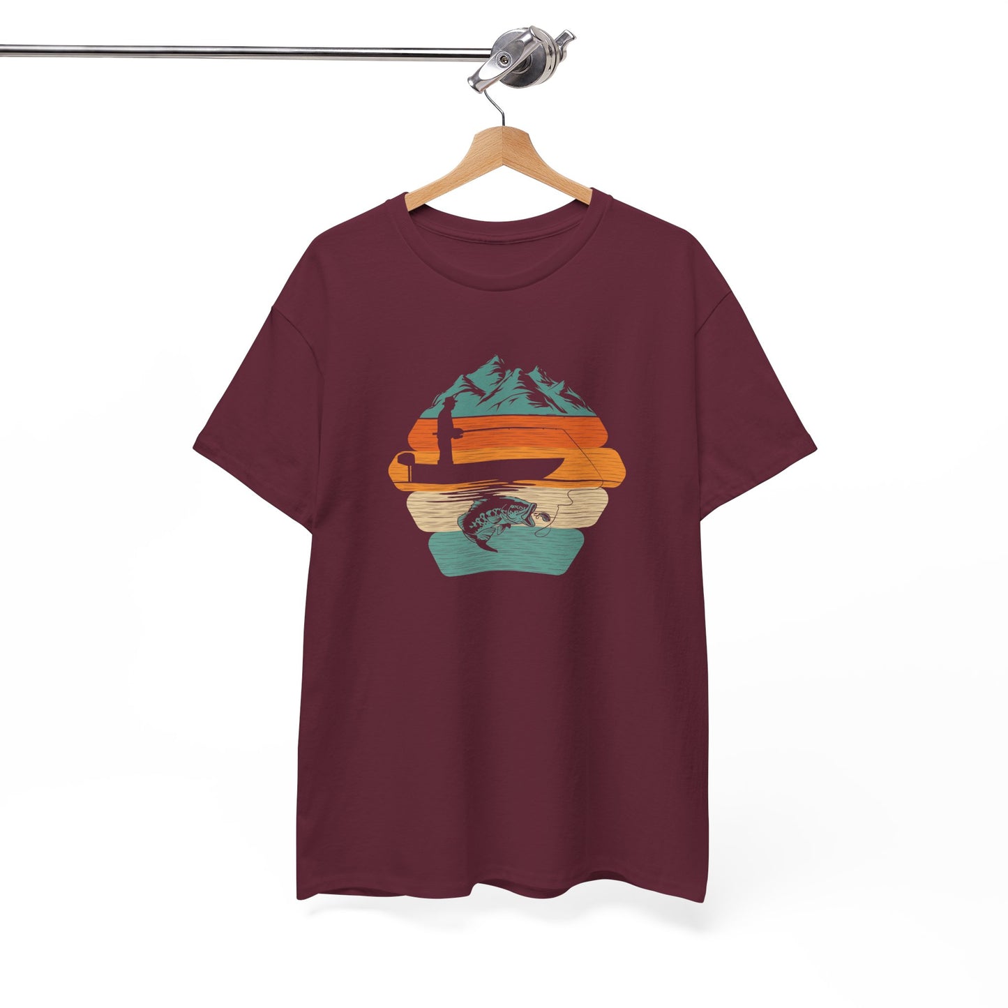 Retro Mountain Surf Tee — Vintage Sunset Waves Nature T-Shirt