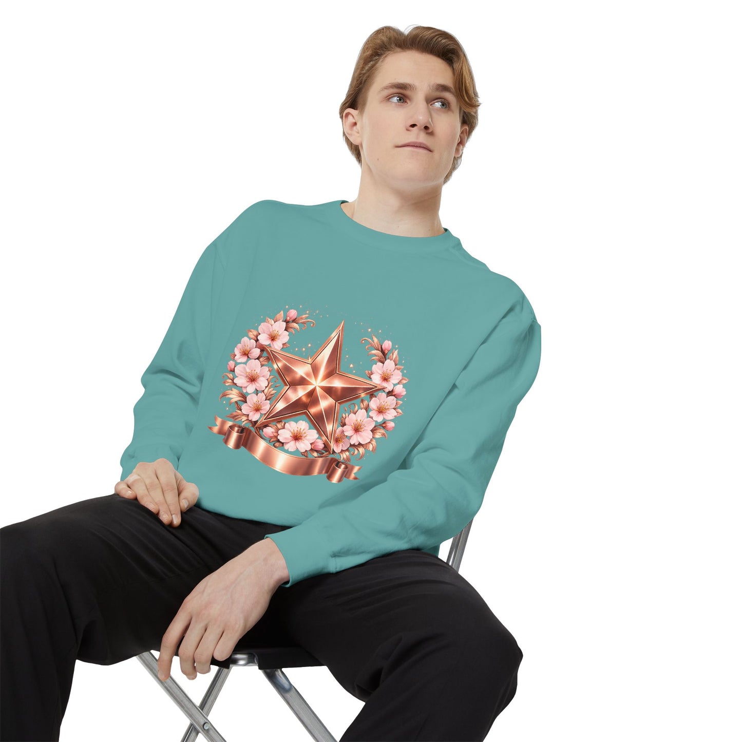 Rose Gold Star Floral Sweatshirt