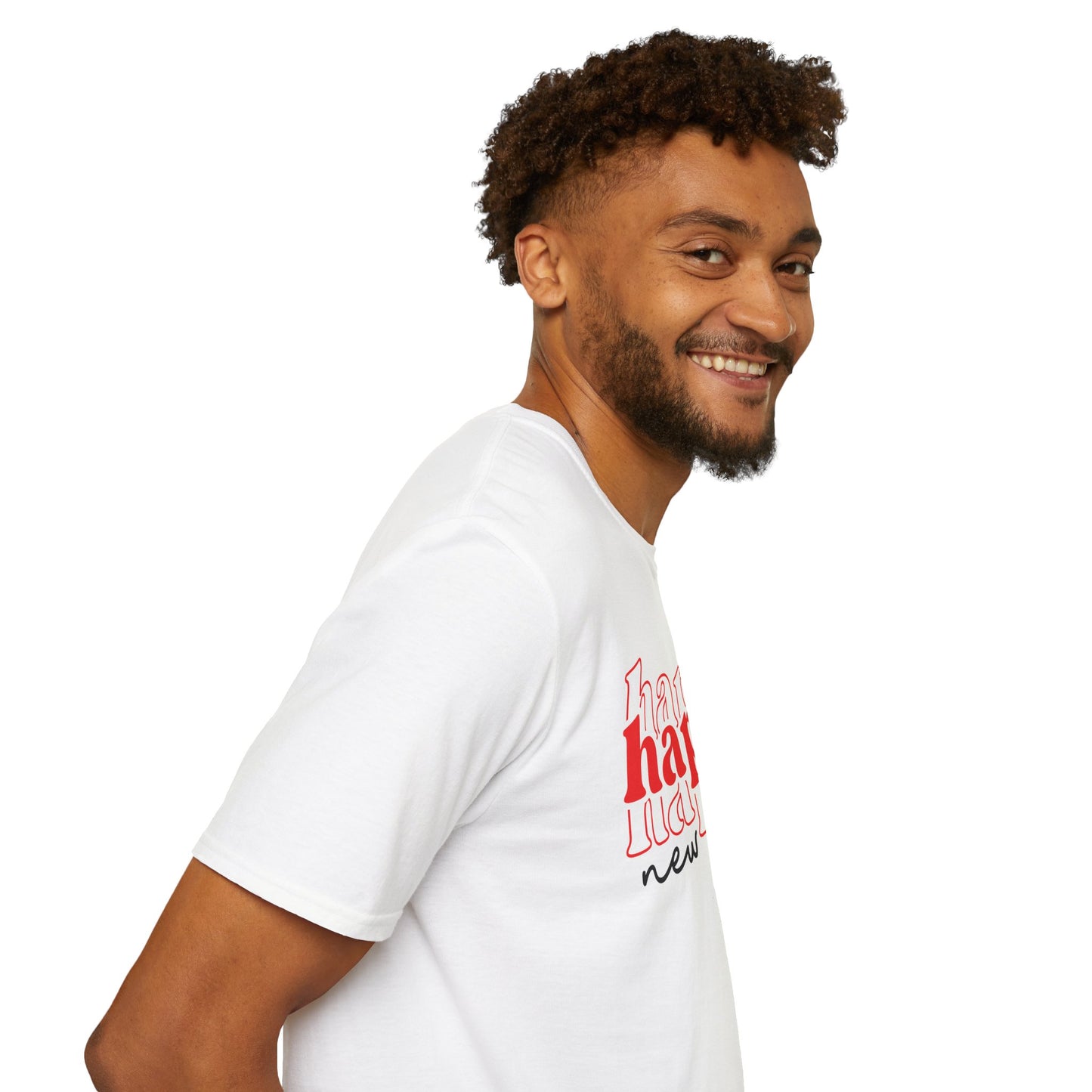 New Year "Happy" T-Shirt — Festive Red Typography Tee