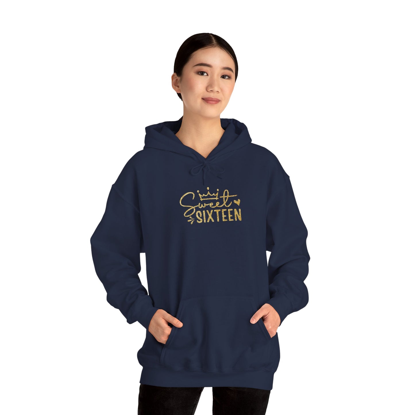 Sweet Sixteen Hoodie — Gold Script Birthday Sweatshirt